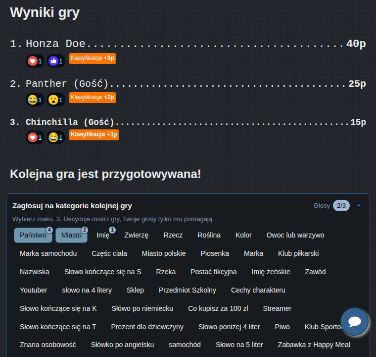 Wyniki gry
