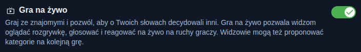 Ustawienie: gra na żywo