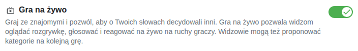 Ustawienie: gra na żywo