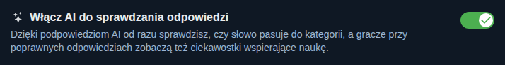 Ustawienie: sprawdzanie odpowiedzi przez AI